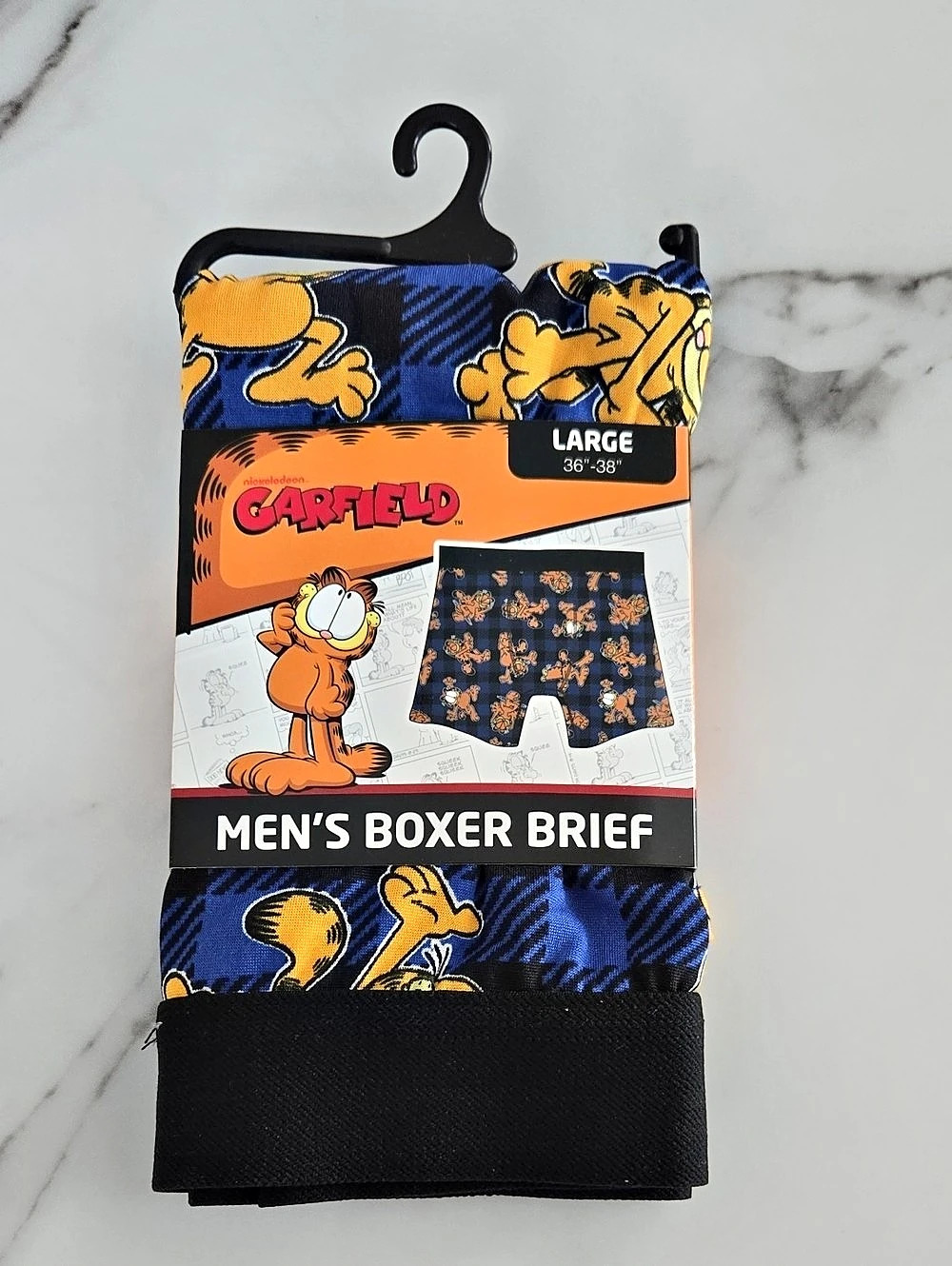 Garfield Men's Boxer Brief Blue Plaid Large